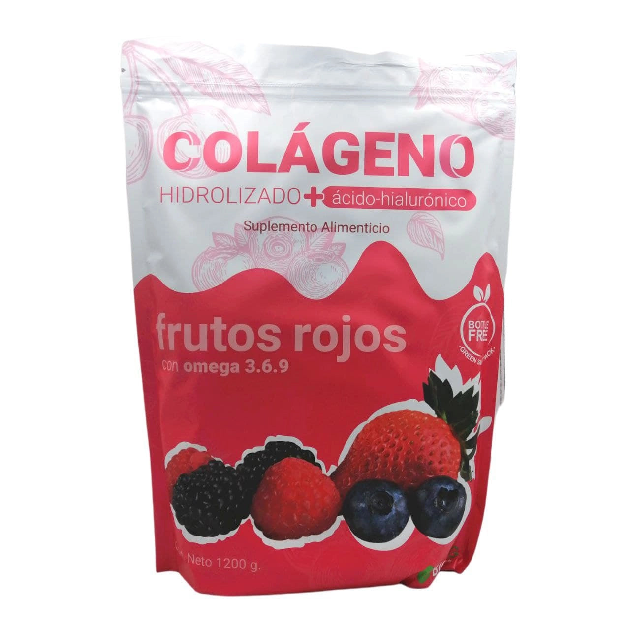 Colágeno Hidrolizado + Ácido Hialurónico Sabor Frutos Rojos 1.2 Kg