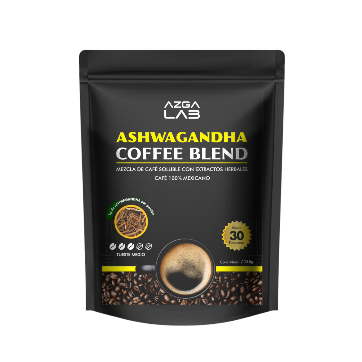 Café Soluble De Ashwagandha 150 Gramos Azga Lab