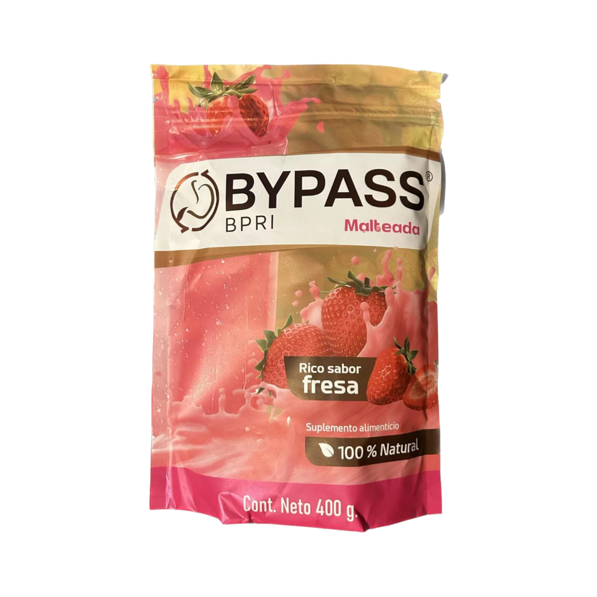 Bypass Malteada Sabor Fresa 400 Gramos